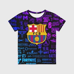 Детская футболка Барселона неоновые логотипы игр