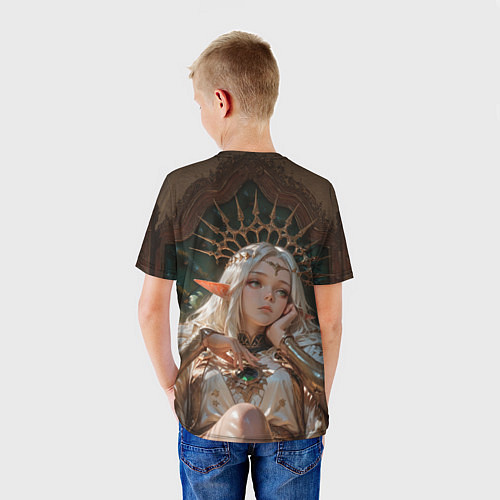 Детская футболка Беловолосая королева эльфов на троне / 3D-принт – фото 4