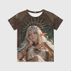 Детская футболка Беловолосая королева эльфов на троне