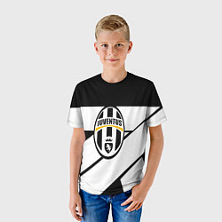 Футболка детская Ювентус полосы геометрия линии, цвет: 3D-принт — фото 2