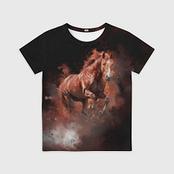 Детская футболка Коричневая лошадь в прыжке