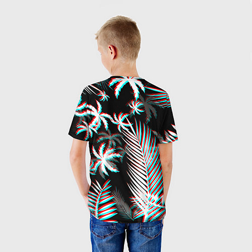 Детская футболка Манчестер Юнайтед тропики глитч / 3D-принт – фото 4