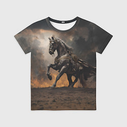 Детская футболка Конь на фоне бури