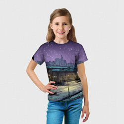 Футболка детская Ночь в новогодней Москве, цвет: 3D-принт — фото 2
