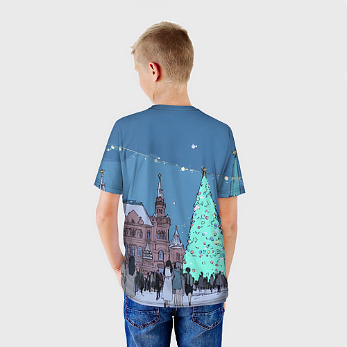 Детская футболка Новогодняя елка в центре Москвы / 3D-принт – фото 4