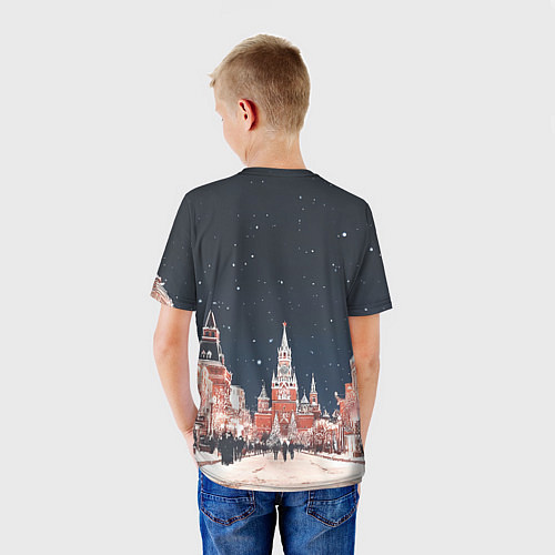 Детская футболка Праздничная ночь в Москве / 3D-принт – фото 4