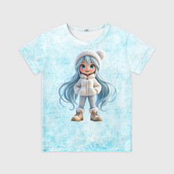Детская футболка Девочка-зима с синими волосами