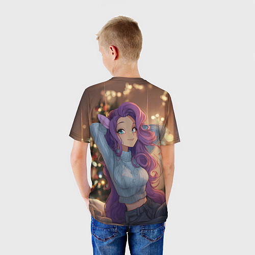 Детская футболка Девушка в образе лошадки на новый год / 3D-принт – фото 4