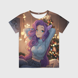 Детская футболка Девушка в образе лошадки на новый год