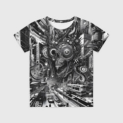 Детская футболка Cyber urban skull - ai art fantasy