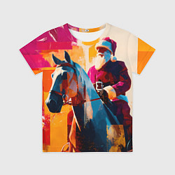 Футболка детская Дед Мороз на коне, цвет: 3D-принт