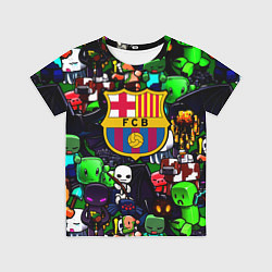 Детская футболка Minecraft x barcelona fc