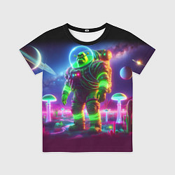 Детская футболка Космонавт Шрук в неоновом скафандре на загадочной