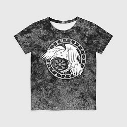 Детская футболка Ворон в круге рун и компас вегвизир