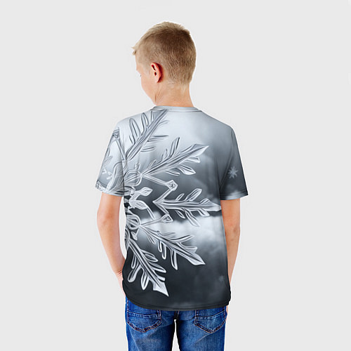 Детская футболка Снежинка на черно белое / 3D-принт – фото 4