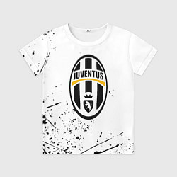 Детская футболка Ювентус черные краски всплеск