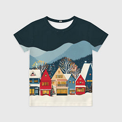 Детская футболка Новогодний городок в горах