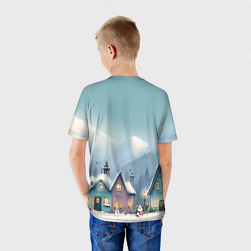Детская футболка Новогодние дома / 3D-принт – фото 4