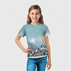 Футболка детская Новогодние дома, цвет: 3D-принт — фото 2