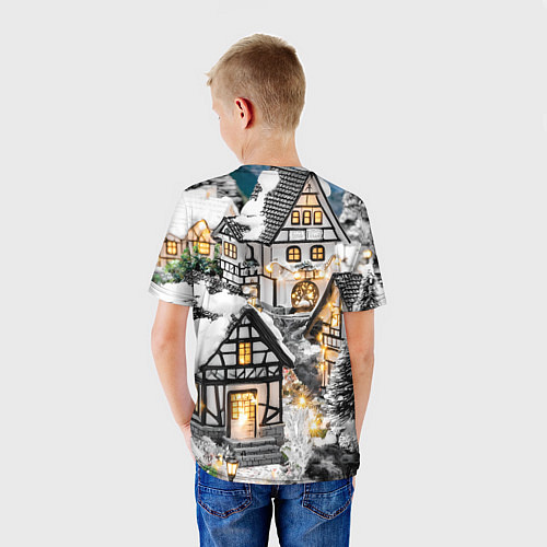 Детская футболка Объемные новогодние дома / 3D-принт – фото 4