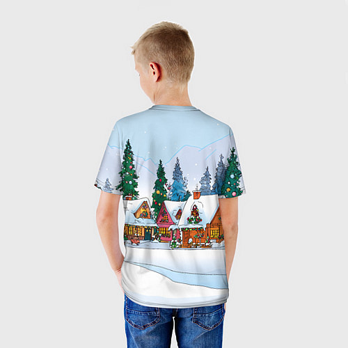Детская футболка Новогодник дворик / 3D-принт – фото 4