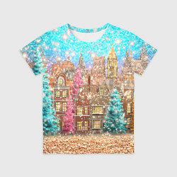 Детская футболка Новогодний город в блестках