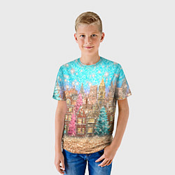 Футболка детская Новогодний город в блестках, цвет: 3D-принт — фото 2