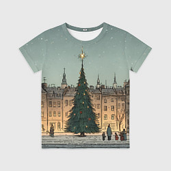 Детская футболка Новогодняя елка во дворе
