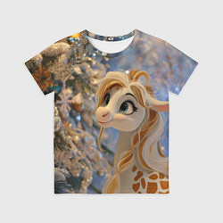 Футболка детская Новогодняя лошадка в крапинку, цвет: 3D-принт