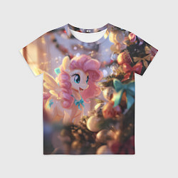 Детская футболка Милая новогодняя лошадка с крыльями