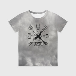 Детская футболка Мистический ворон в руническом компасе вегвизир