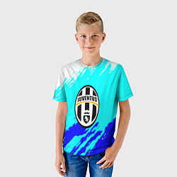 Футболка детская Ювентус краски штрихи текстура, цвет: 3D-принт — фото 2
