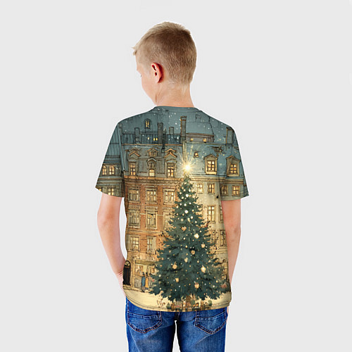 Детская футболка Новогодний старый город / 3D-принт – фото 4