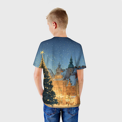Детская футболка Новый год в старом городе / 3D-принт – фото 4