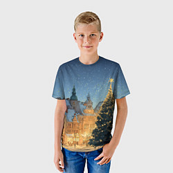Футболка детская Новый год в старом городе, цвет: 3D-принт — фото 2