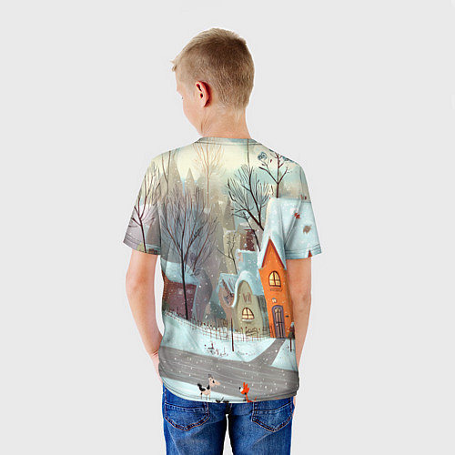 Детская футболка Милый новогодний дворик / 3D-принт – фото 4