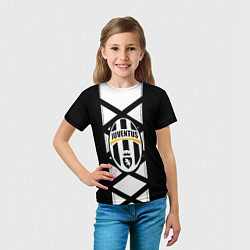Футболка детская Ювентус геометрия полосы линии, цвет: 3D-принт — фото 2