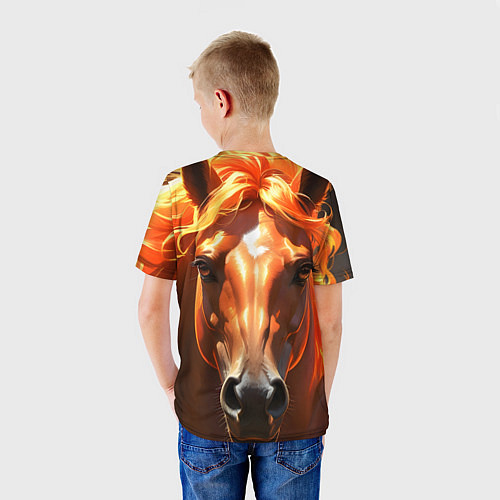 Детская футболка Портрет огненной лошади / 3D-принт – фото 4
