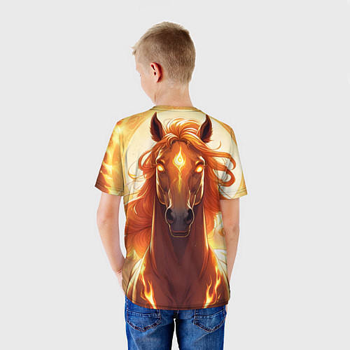 Детская футболка Огненная лошадь в свечении / 3D-принт – фото 4