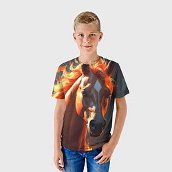 Футболка детская Загадочная огненная лошадь, цвет: 3D-принт — фото 2