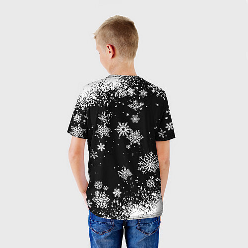 Детская футболка Манчестер сити снежинки новый год / 3D-принт – фото 4