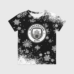 Детская футболка Манчестер сити снежинки новый год