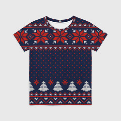 Детская футболка Новогодний вязаный узор