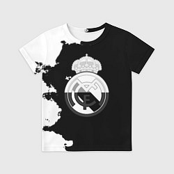 Детская футболка Реал Мадрид черно белые краски