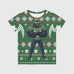 Детская футболка Веном в вязаном свитере - новый год