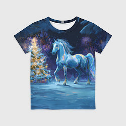 Детская футболка Сияющая новогодняя лошадка