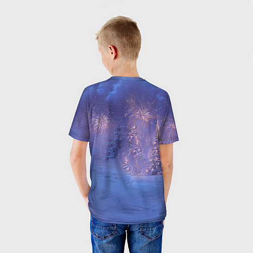 Детская футболка Лошадь и новогодний салют / 3D-принт – фото 4