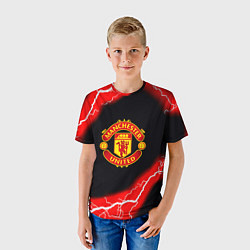 Футболка детская Манчестер Юнайтед шторм молнии, цвет: 3D-принт — фото 2