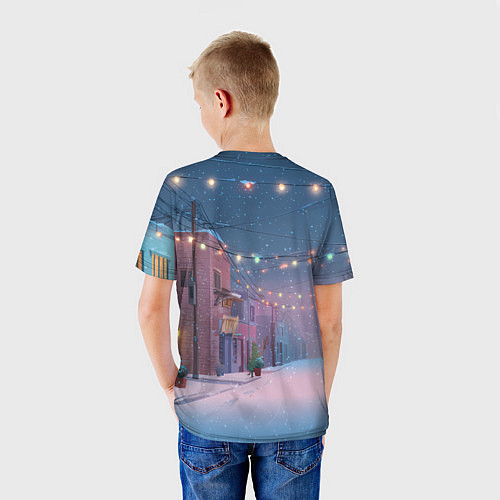 Детская футболка Лошадка с новогоднем венком 2026 / 3D-принт – фото 4