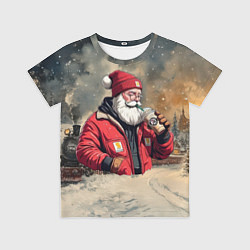 Футболка детская Санта с капучино, цвет: 3D-принт